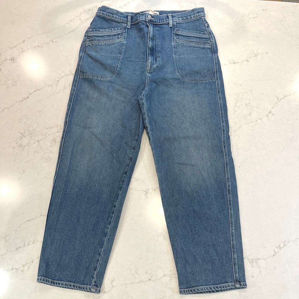 Rivet Thread Madewell Relaxed Straight Ankle Jeans Womens 31 Blue High Rise